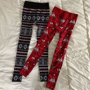 Set of 2 | Fleece-lined Christmas/Holiday leggings